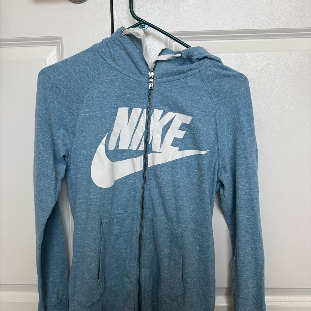 Nike Heather Blue Hoodie with White Logo